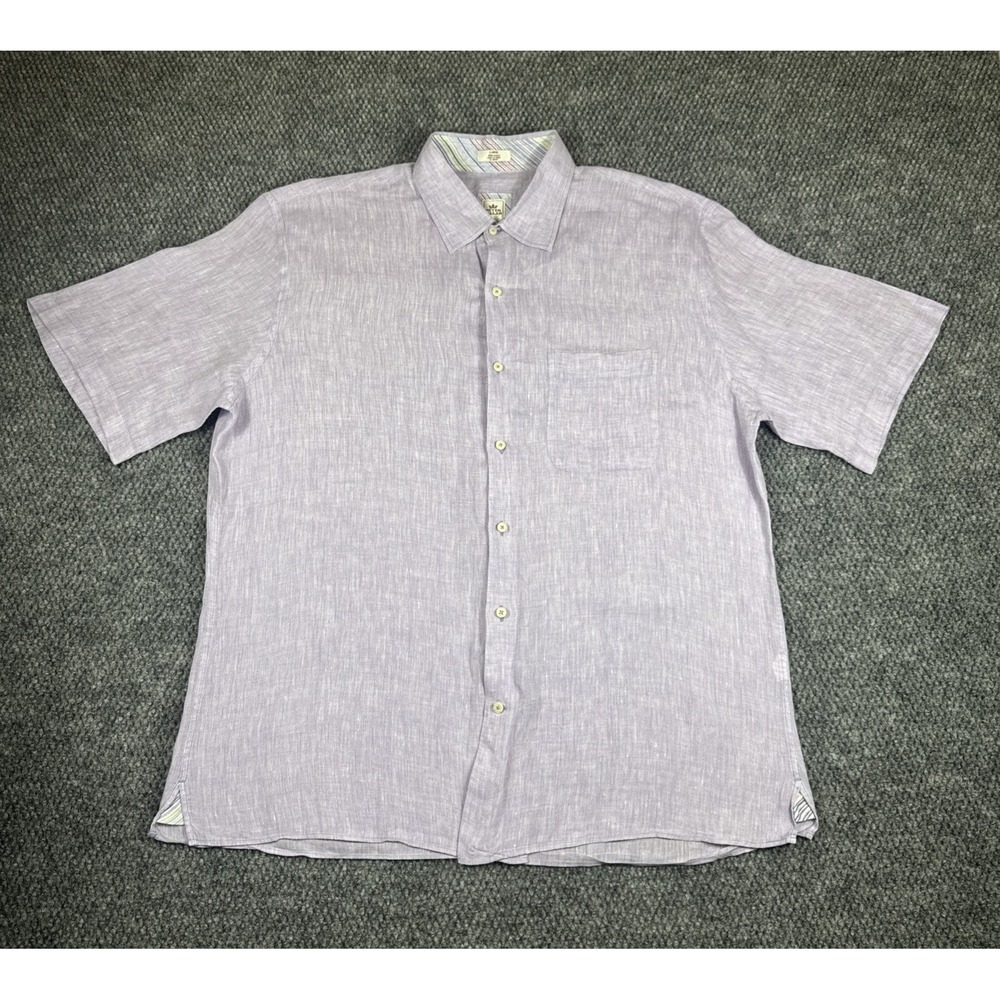 PETER MILLAR Crown Men's 100% Linen Purple Polo‎ Button Down Shirt Size Large